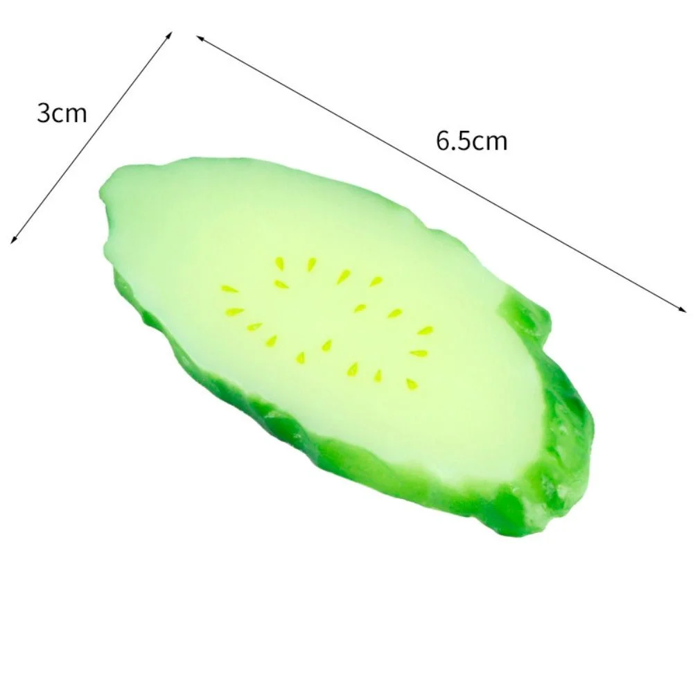 Simulação de pvc fatias de pepino realista artificial mini falso vegetal frutas simulação educacional ornamento de pepino pré-escolar