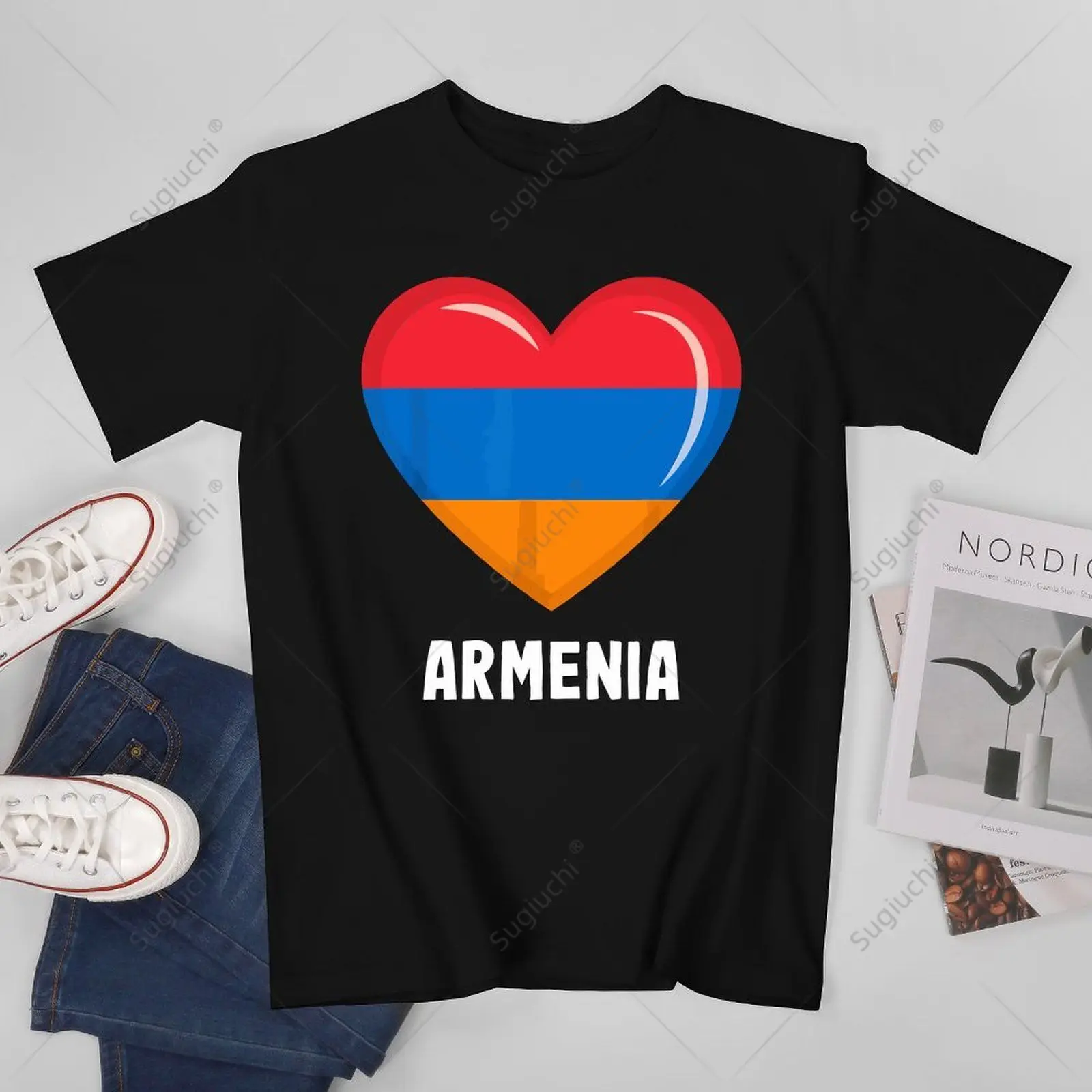 Unisex Men Armenia Flag Heart Armenian Tshirt Tees T Shirts Women Boys 100% Cotton T-Shirt