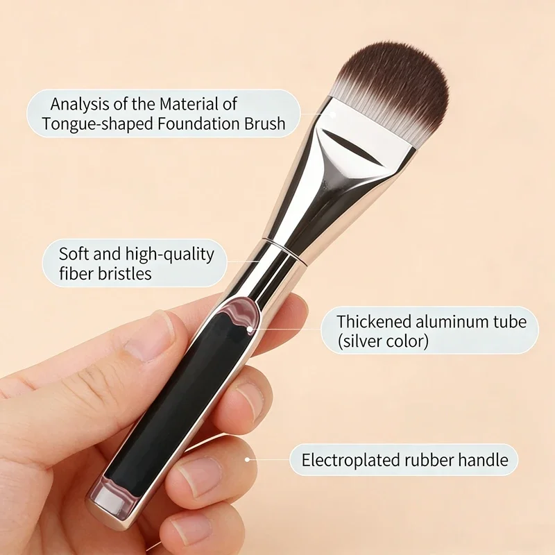  1 Pcs Ultra Thin Foundation Brush Synthetic Bristles Precision Application For Liquid Cream Streak-free All Skin Makeup Brush