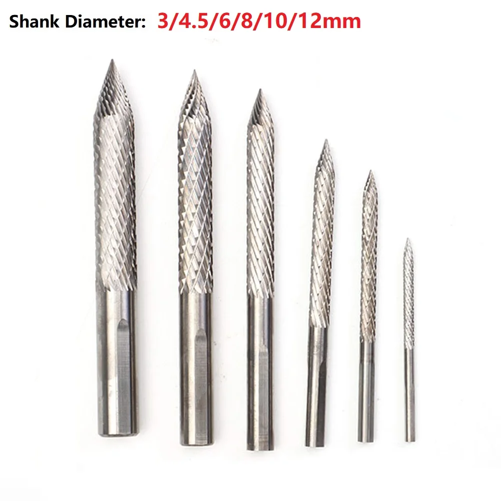 Carbide Rotary Burrs Carbon Steel Pneumatic Drill Bit Patch Plug Tire Repair Fish Scales Triangular Diamond Cutting Tungsten Bit