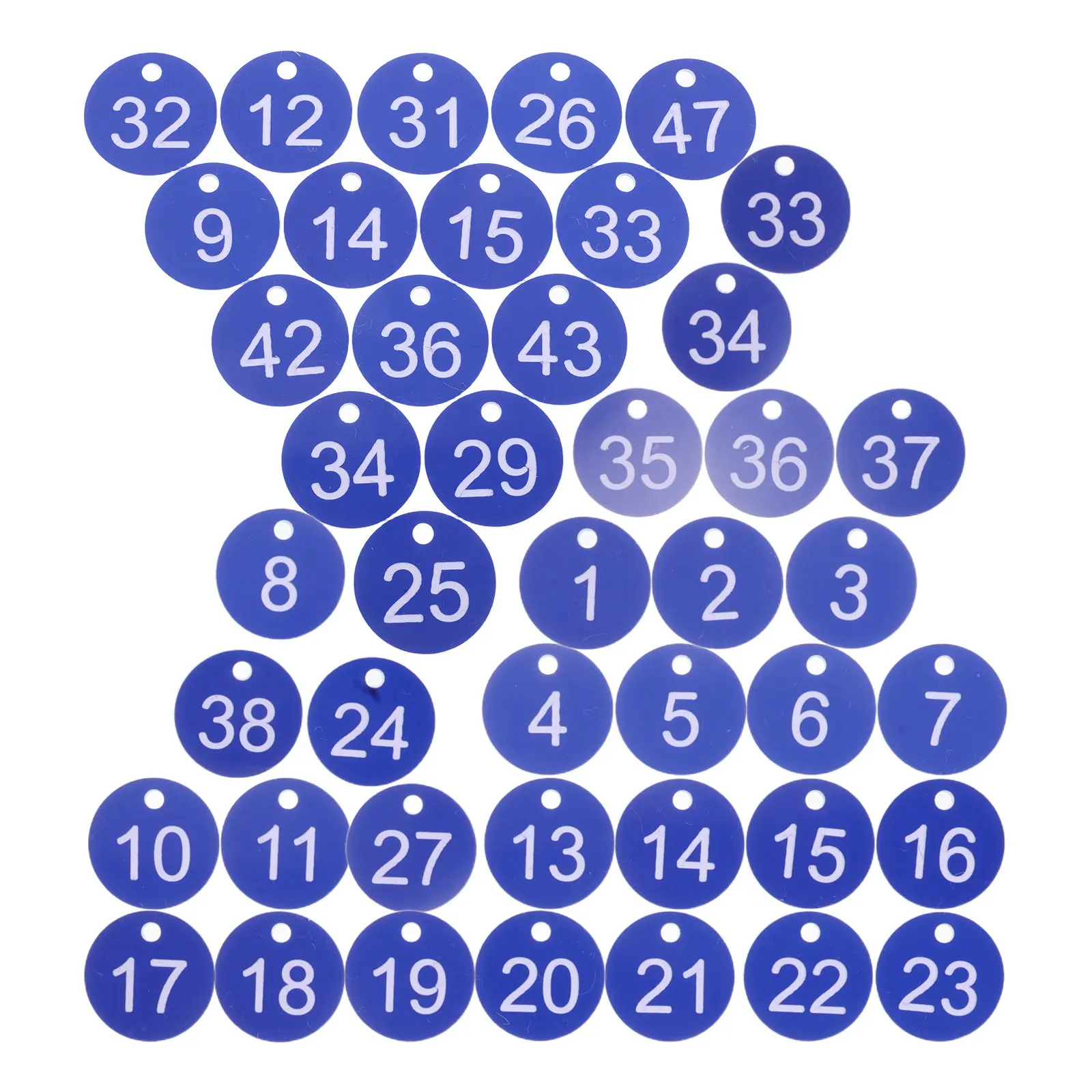 

50Pcs Round Plastic Number Tags Engraved High Visibility Numbers Hole for Keychain Key Organizer Storage System Gym Pool Bag