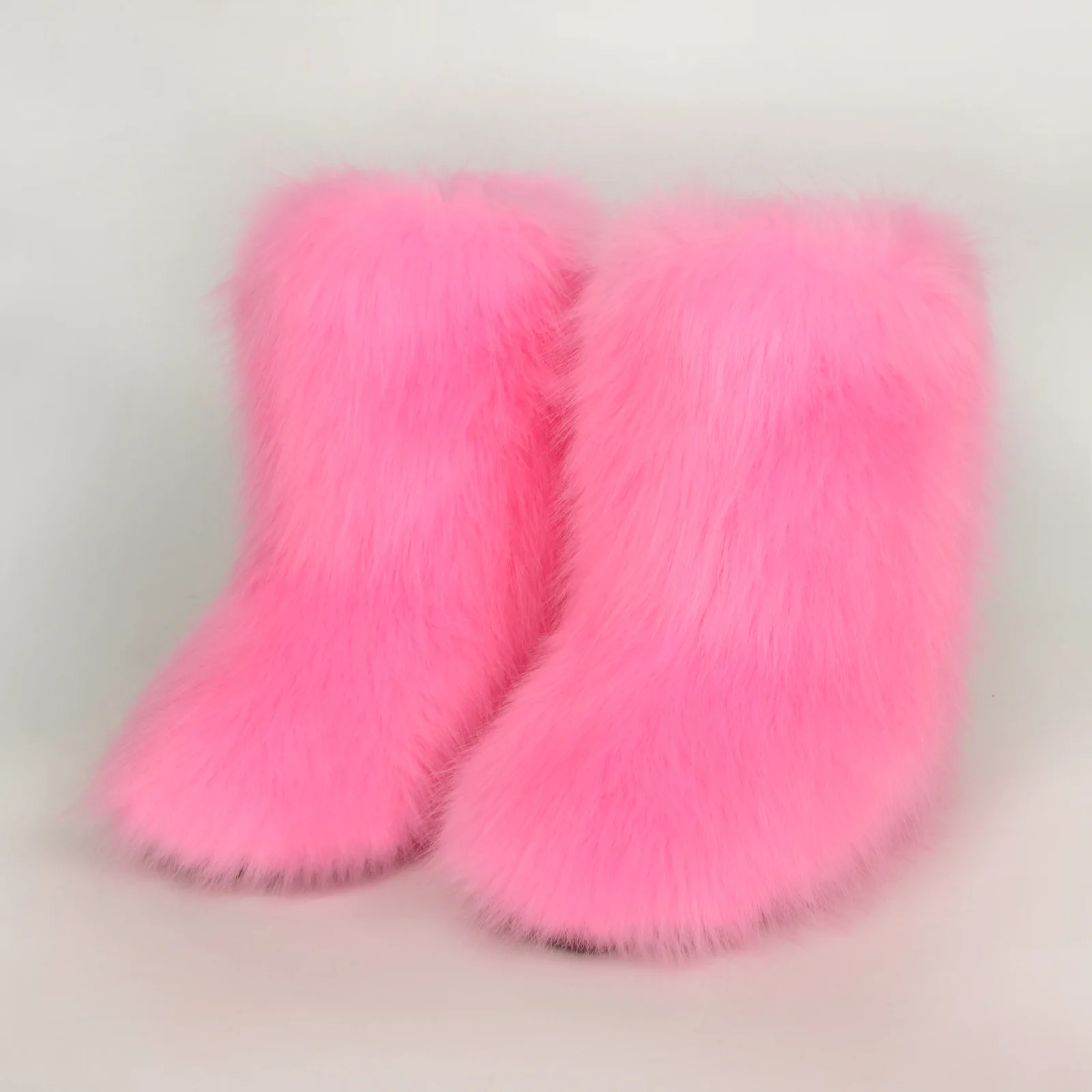 Fur boots y2k ladies wear warm and non-slip cross-border long-haired fur imitation raccoon fur winter snow boots.