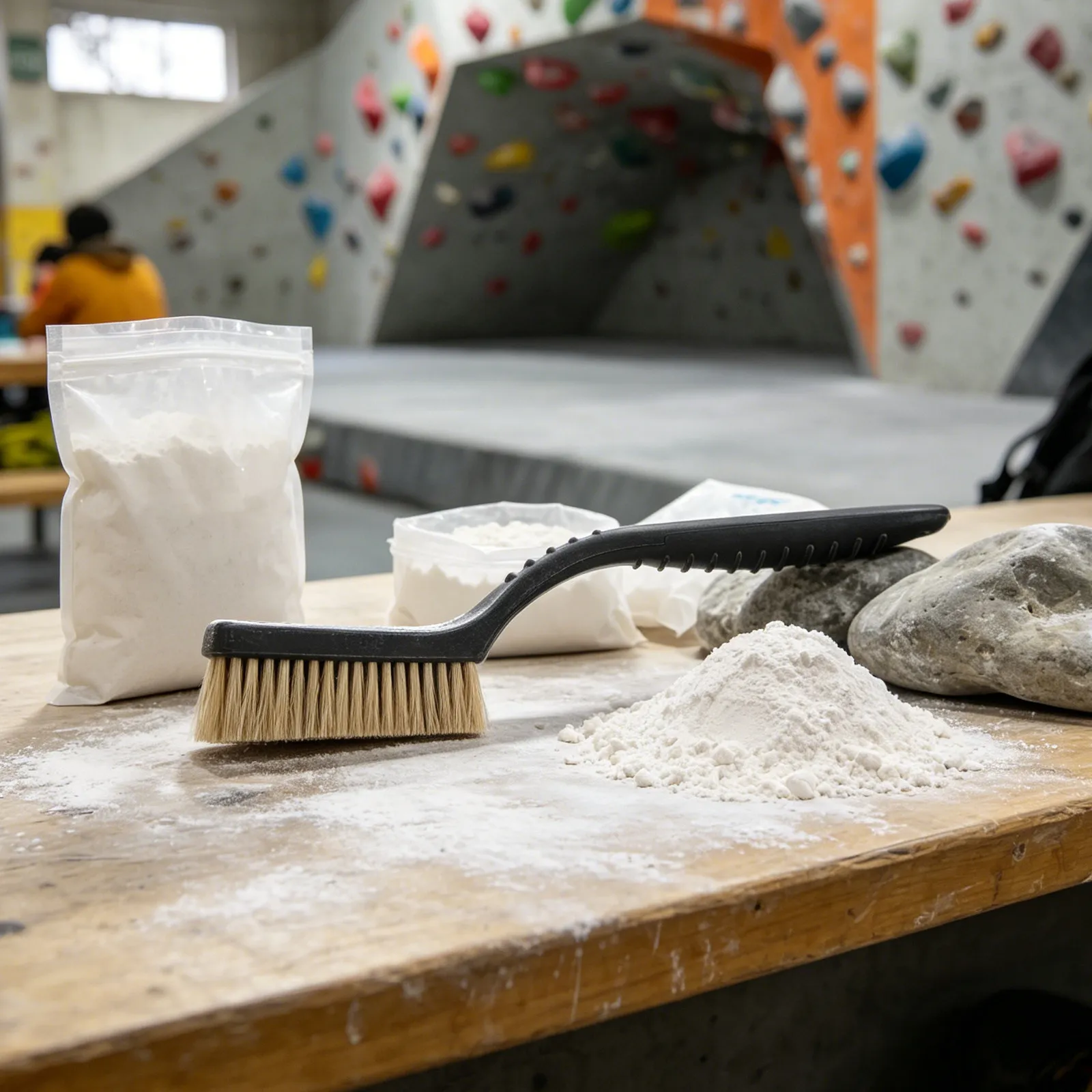 Lot de 2 brosses d'escalade pour bouldering, éliminateur de craie efficace, nettoyeur de prises en poils de sanglier, léger et portable pour la gym et l'escalade en extérieur