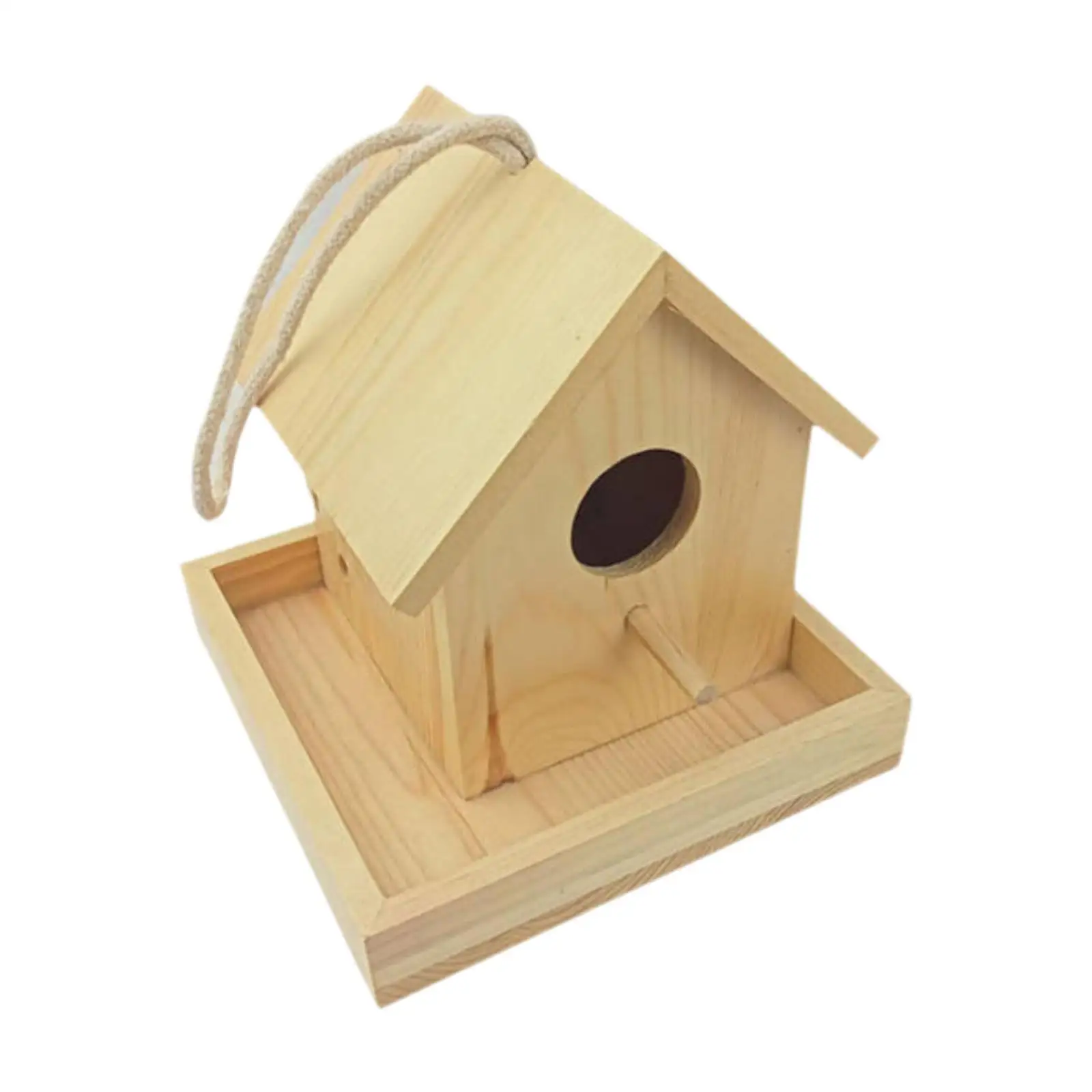 Wooden Outdoor Bird House Hanging Nest Box Bird Hut Garden Decor for Cardinals Finch Wren