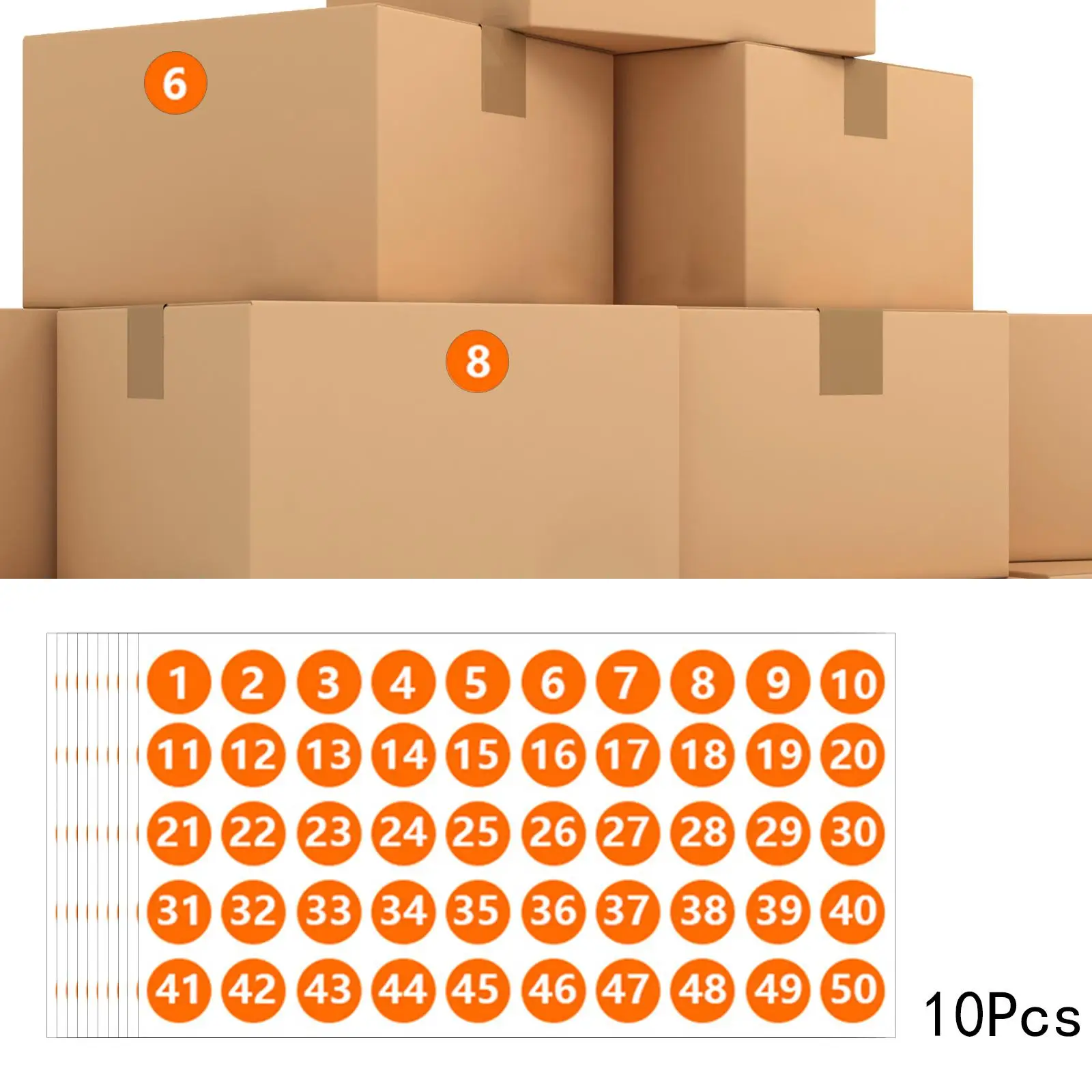 Number Stickers Labels Round Orange Multifunction Decals Consecutive for Sports Events Crafts Sales Bags Letter Gift Wrapping