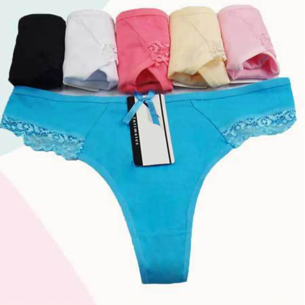 

5color Cotton lace Women's Sexy Thongs G-string Underwear Panties Briefs For Ladies T-back bikini lingerie 4pcs/lot 87319