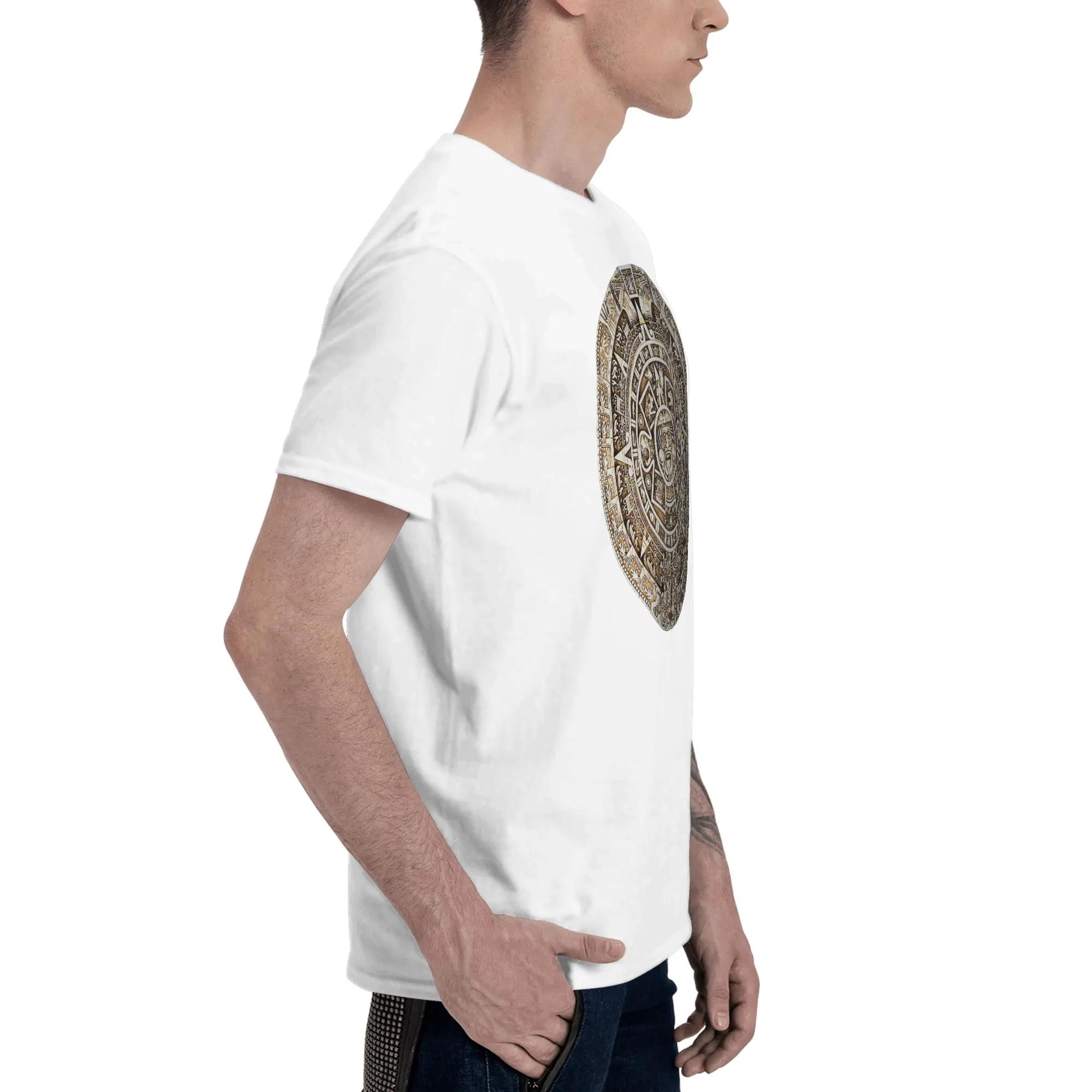 Aztec Calendar Hong Kong Style Reversible T-shirt Street Personality Cotton Tee
