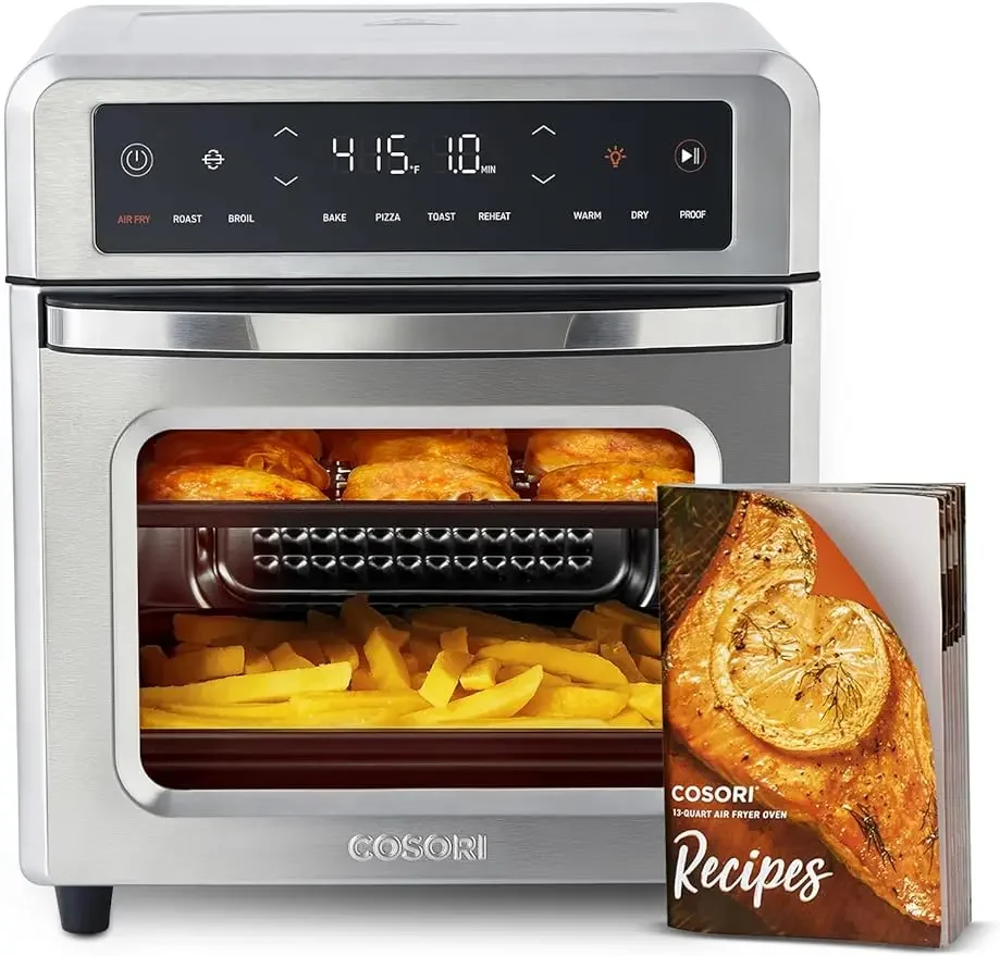 Horno tostador freidora de aire, funciones 11 en 1 con asador, deshidratado, elementos calefactores duales con ventilador de convección para una cocción rápida