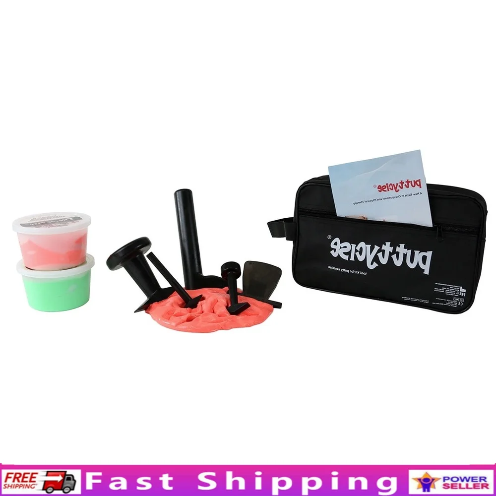 

5 Piece Hand Therapy Tool Set with Carry Bag and 4 Therapy Putty Rehabilitation and Daily Living Skills