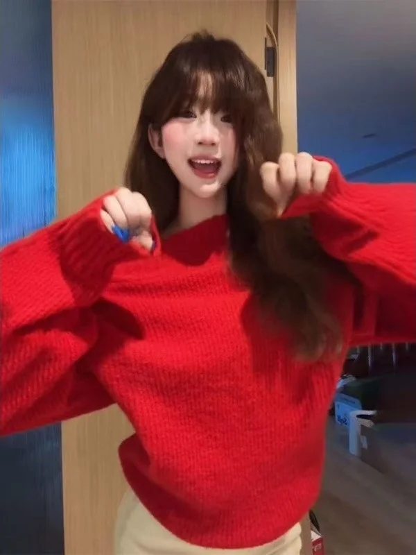 Morbido e accogliente maglione lavorato a maglia da donna autunno inverno Faion Cisas Capodanno Bottone superiore Sle Emissione di calore