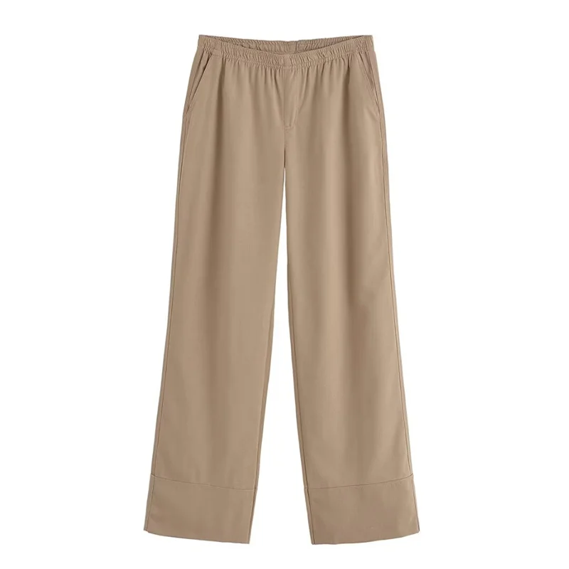 

Women's trousers New for summer 2025 Camel drape pajama style straight leg trousers Elasticated waistband design Casual fashion