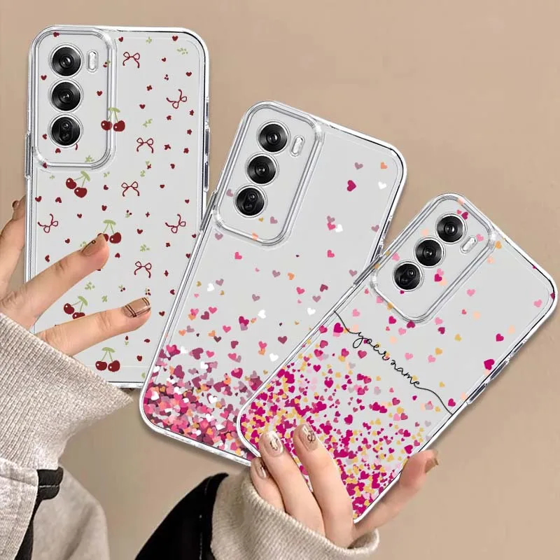 

Pink Love Flower Phone Case For OPPO A11 A16 A55 A56 A57 A72 A52 A73 A74 A54 A76 A78 A58 A98 Pro 5G Transparent