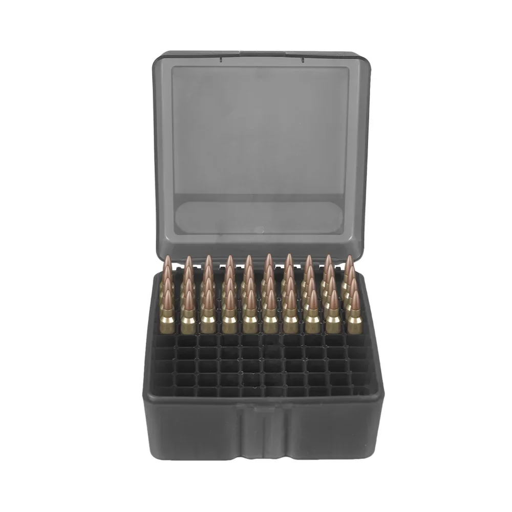 100 Rounds .223/5.56 Rifle Ammo Box Bullet Shell Holder Box Rifle Cartridge Storage Case Ammo Can Tactical Hunting Accessories