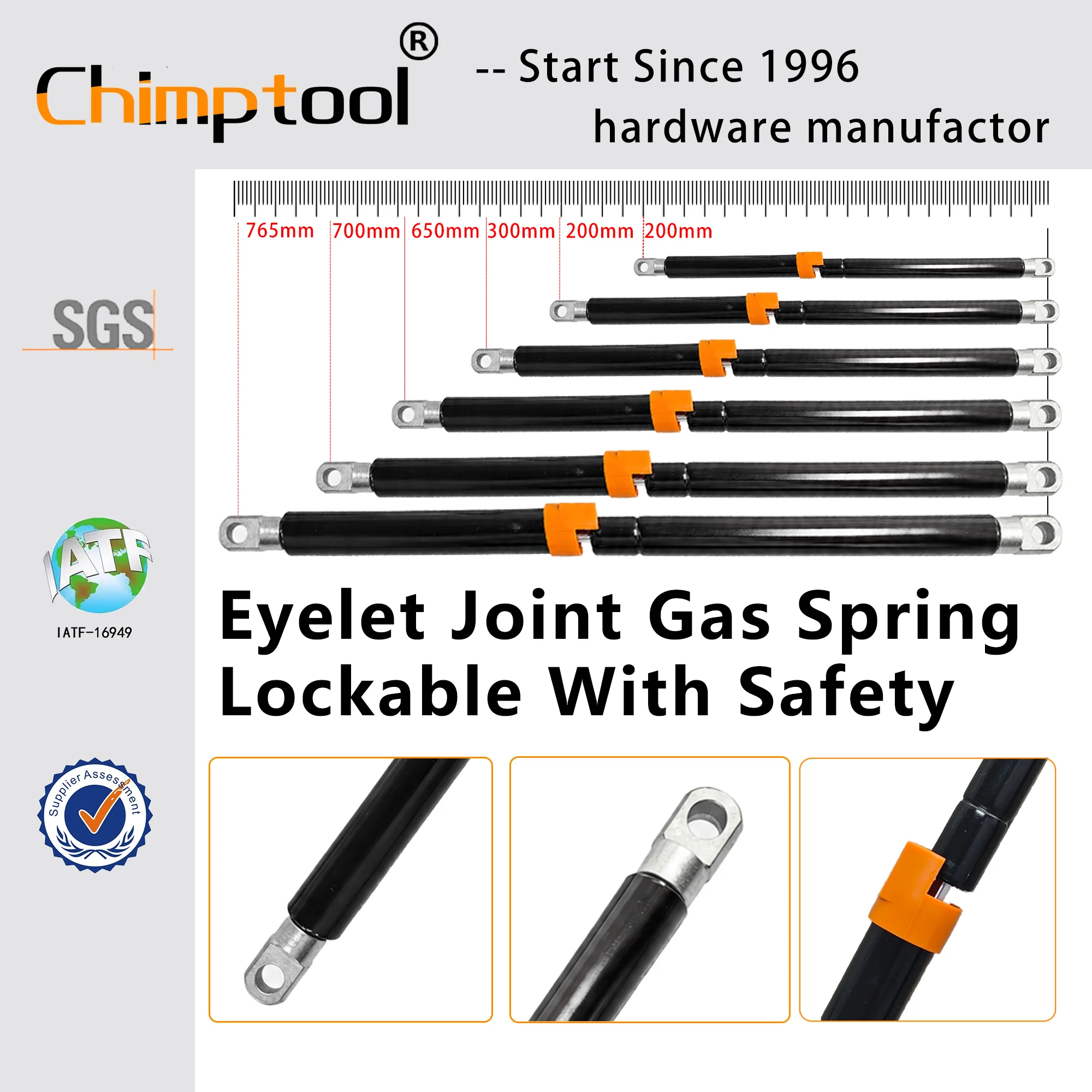 1 Pcs Lockable Eyelet Joint With Push Lock Clip, Adjustable Locking Gas Spring