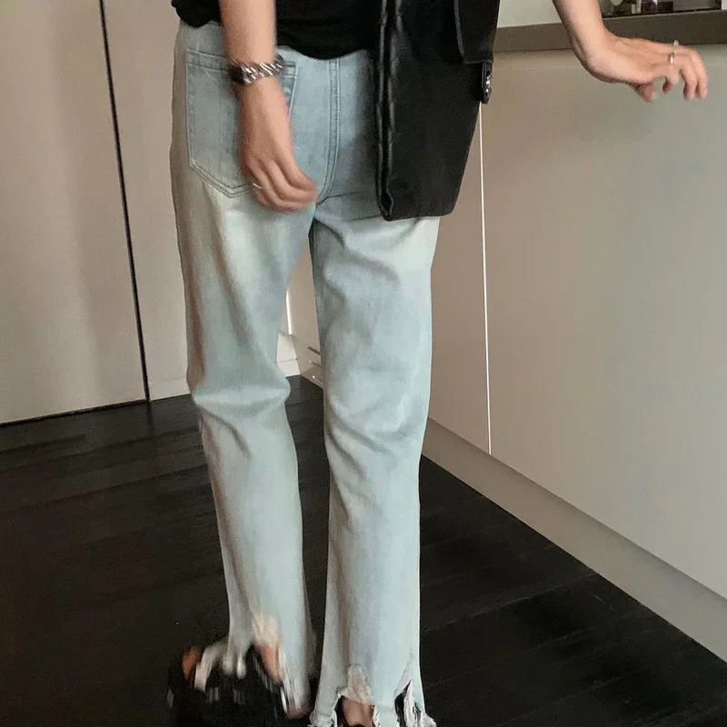 Jeans alla caviglia Donna All-match Vintage Design a vita alta Harajuku Estate Moda coreana Hip Hop Streetwear Chic Semplice Lady