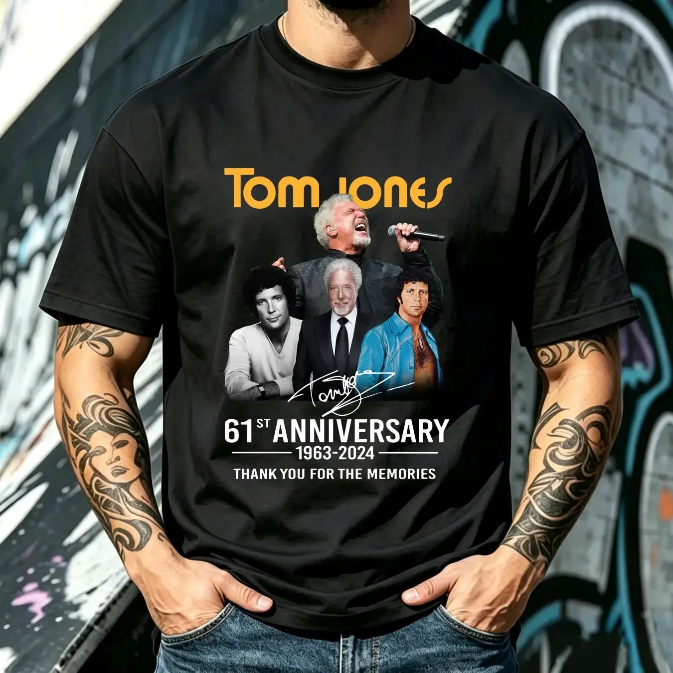washed T Shirt New Tom Jones 61st Anniversary 1963 2024 Thank You Memories Cotton TT1294 long or short sleeves vintage Washed