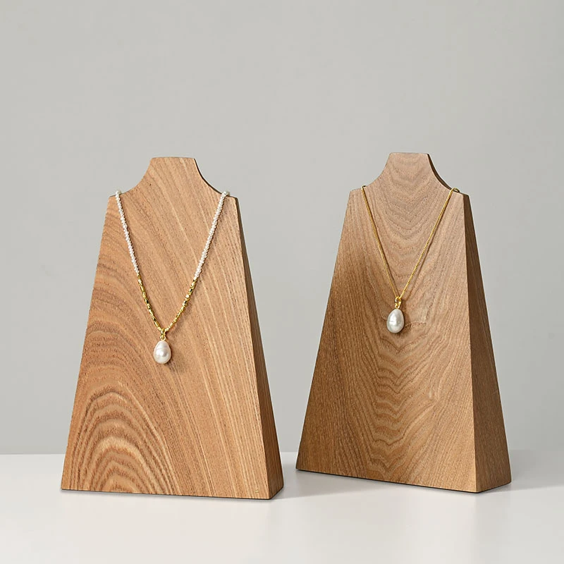 Oirlv Solid Wood Necklace Display Stand Neck Jewelry Organizer Portrait Stand Model Neck Necklace Showcase Jewelry Display Props