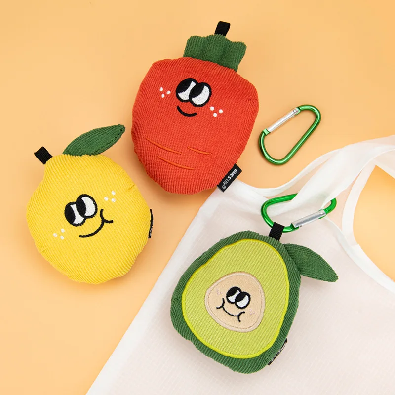 Lovely Funny Lemon Bag Keychains Cartoon Fruit Doll Cute Keychains With Storage Bag For Storage Original Design Keys Assessories