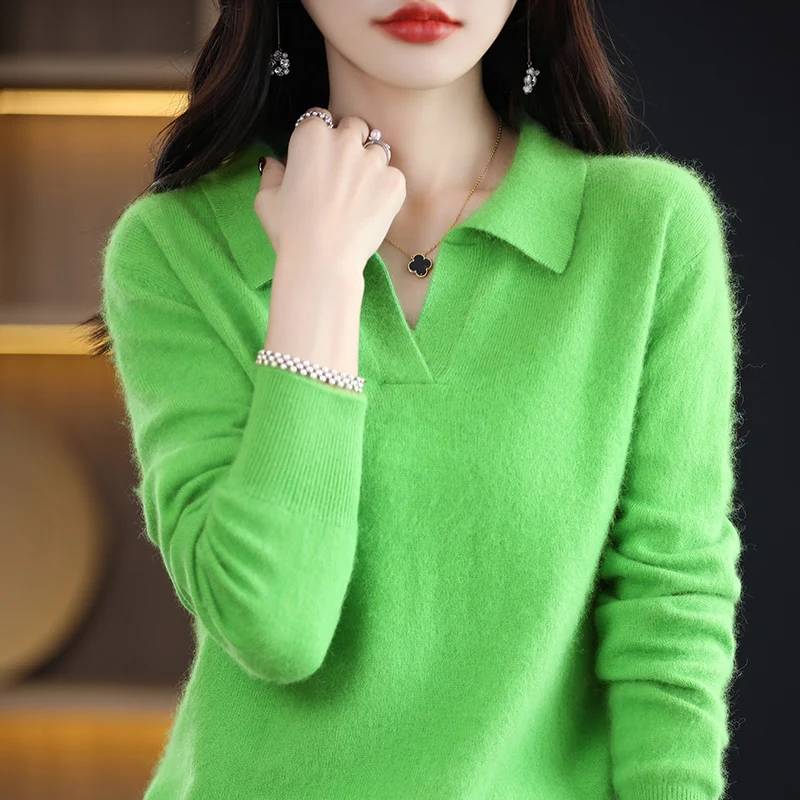 Cashmere Sweater Women\'s 100% Pure Mink Cashmere Women\'s Pullover Knitted Sweater Korean Fashion Underlay Loose Top