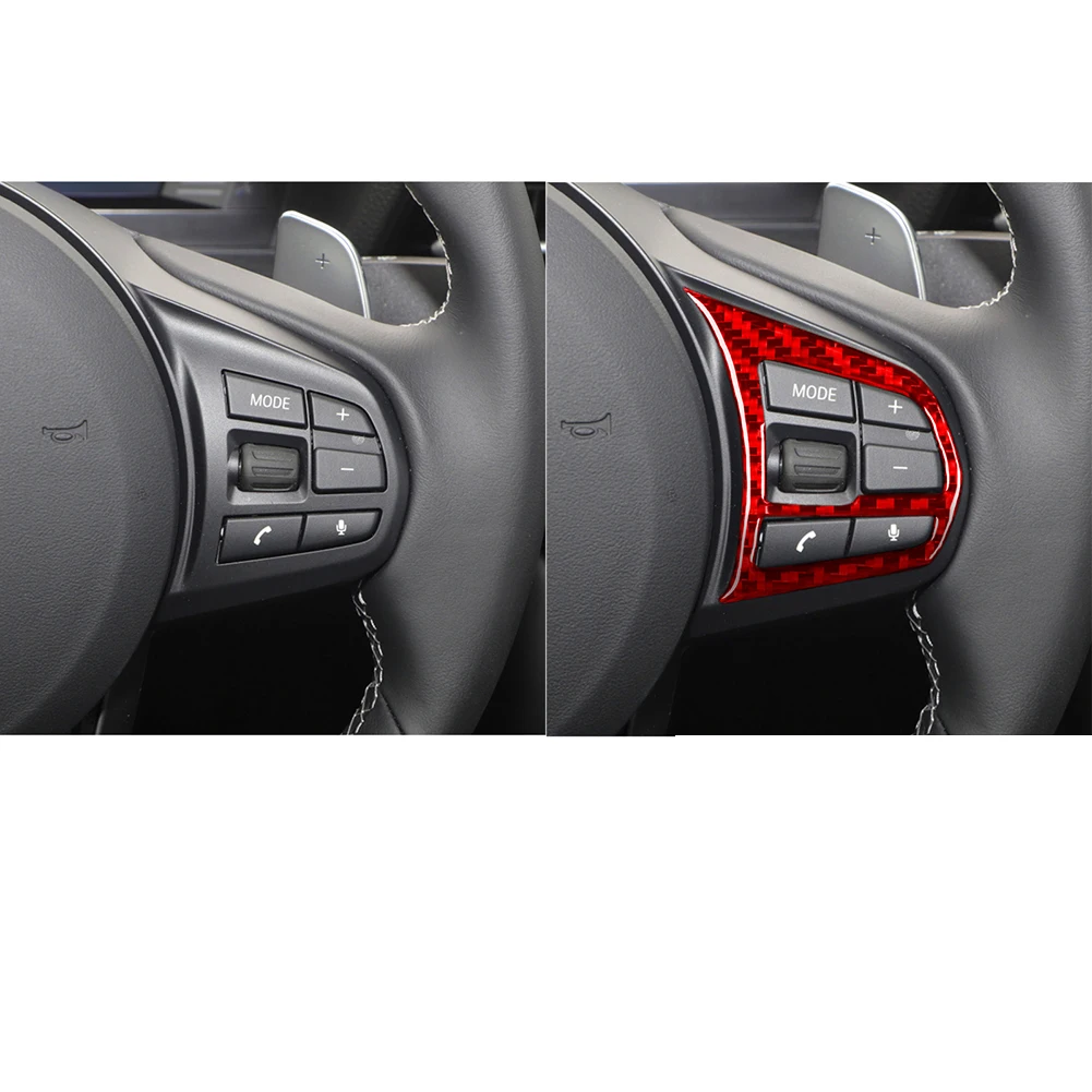 

Give your For Supra A90 2019 2022 a more luxurious look with Red Carbon Fiber Steering Wheel Button Cover Trim (2 Pcs)