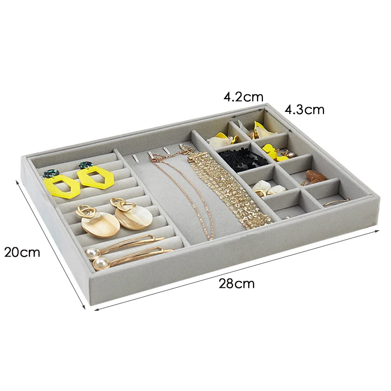 Fashion Portable Velvet Jewelry Ring Jewelry Display Organizer Box Tray Holder Earring Jewelry Storage Case Showcase