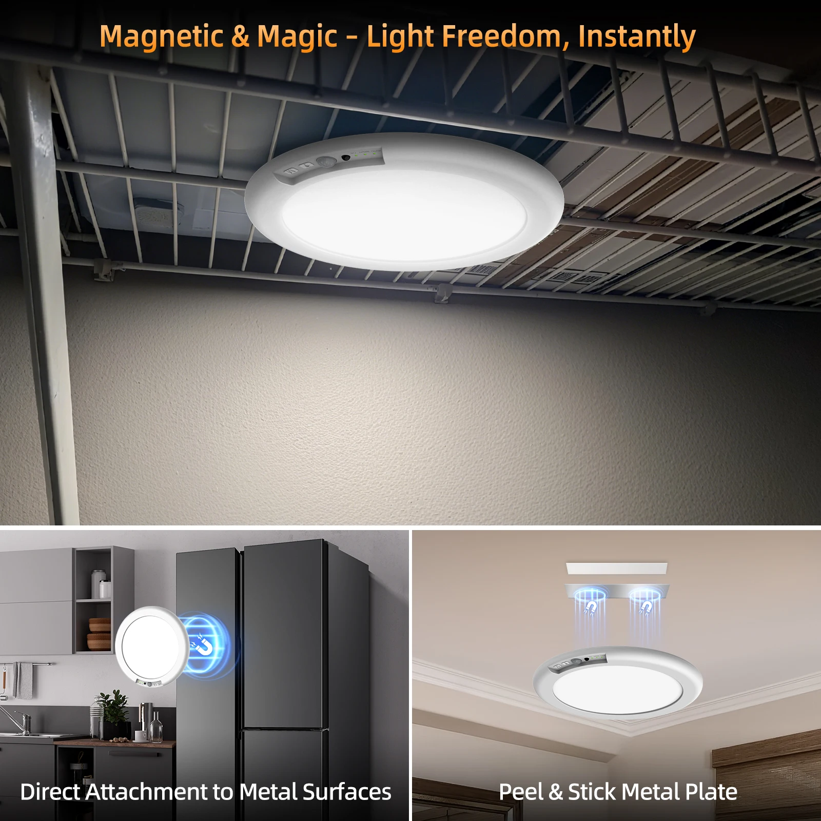 Bild 6: USB Smart Deckenleuchte ultradünn mit Bewegungsmelder und Wandlampe magnetisch 6000mAh Notbeleuchtung Fernbedienung LED Nachtlicht wiederaufladbar 3CCT Innen/Außen. Versand DE ohne Zoll