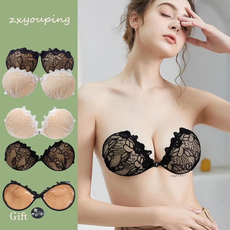 

3CM Thickened Lace Adhesive Strapless Bra Push Up Bra Reusable Nipple Tape Self Adhesive Silicone Chest Patch