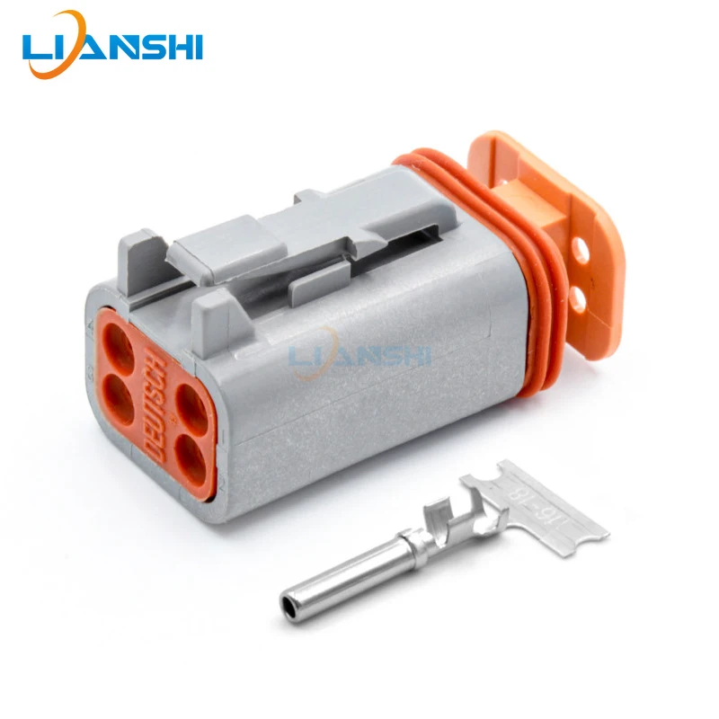 4Pin DT06-4S DT04-4P-L012 Flange Mount Waterproof Connector Kit For Truck Const Agric Heavy Equipment Vehicle Cable Harness Sets