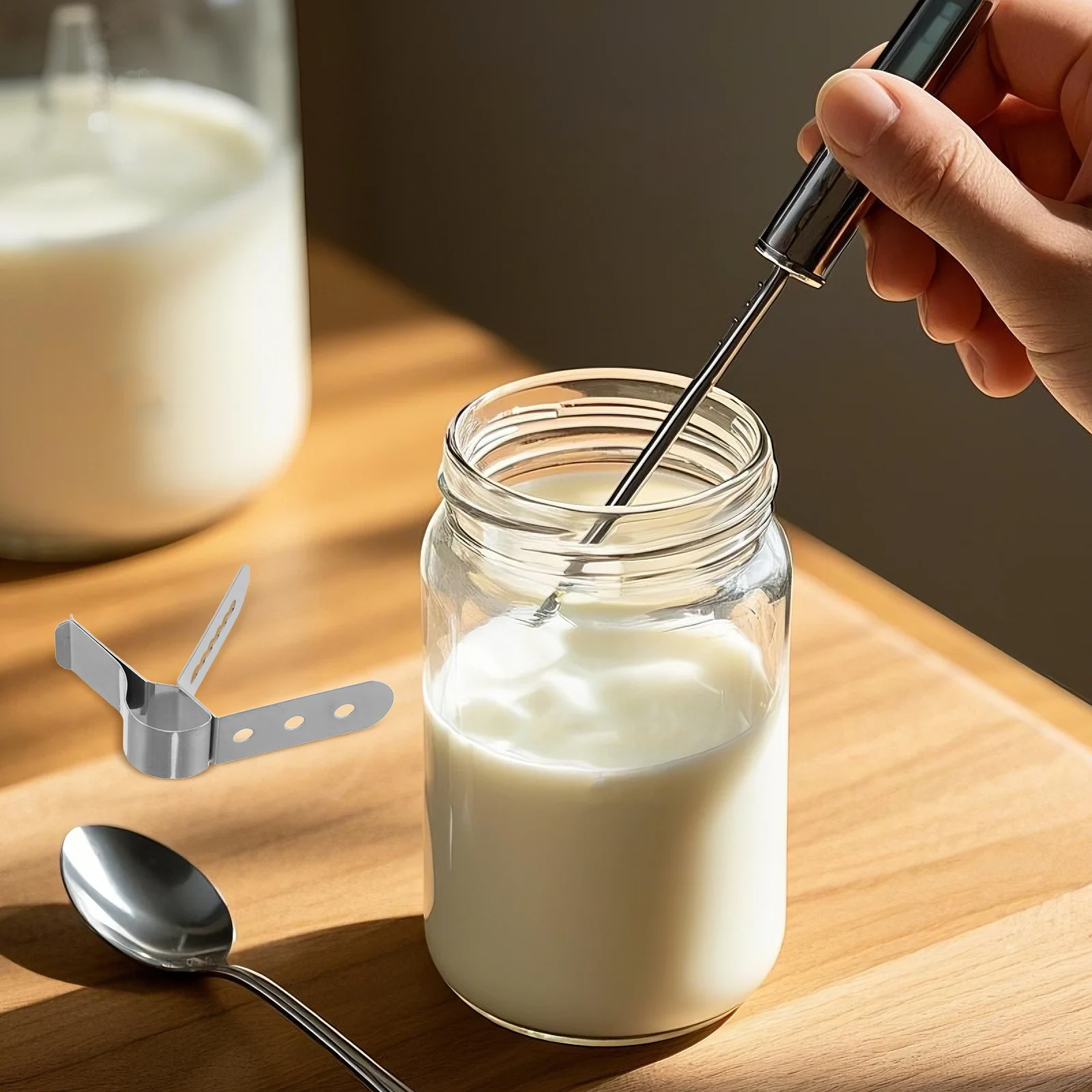 

Держатель термометра из нержавеющей стали, зажим для датчика температуры, подставка для кофе, молока, чая, аксессуары для приготовления пищи, гриля, боковой зажим