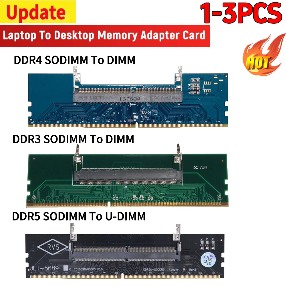 1-3pcs SO-DIMM To PC DIMM Card Laptop DDR3 DDR4 DDR5 SODIMM To Desktop Memory RAM Connector Cards Converter Adapter for PC