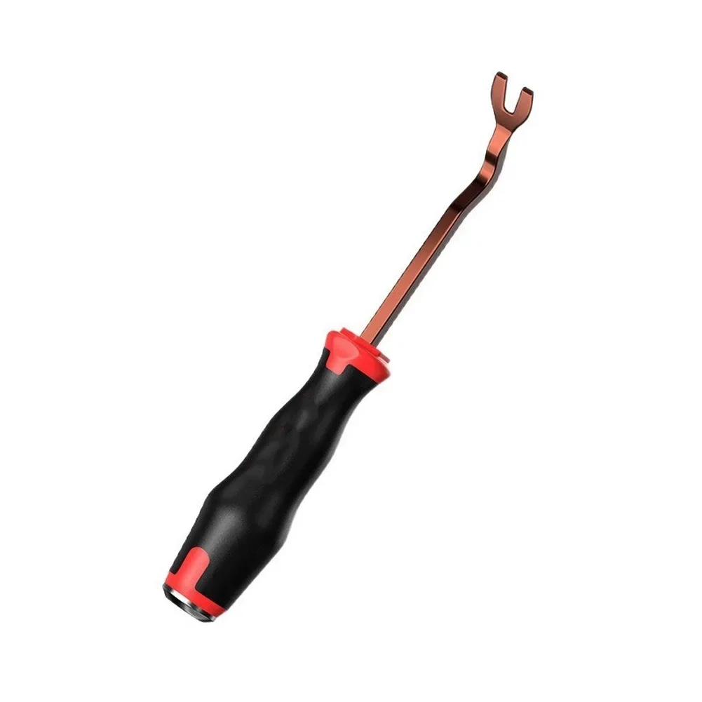 Car Trim Removal Pry Bar Made of Alloy Steel with 45 Degree Angled Head and Thin V Groove Tip for Tight Space Clip Release Tasks