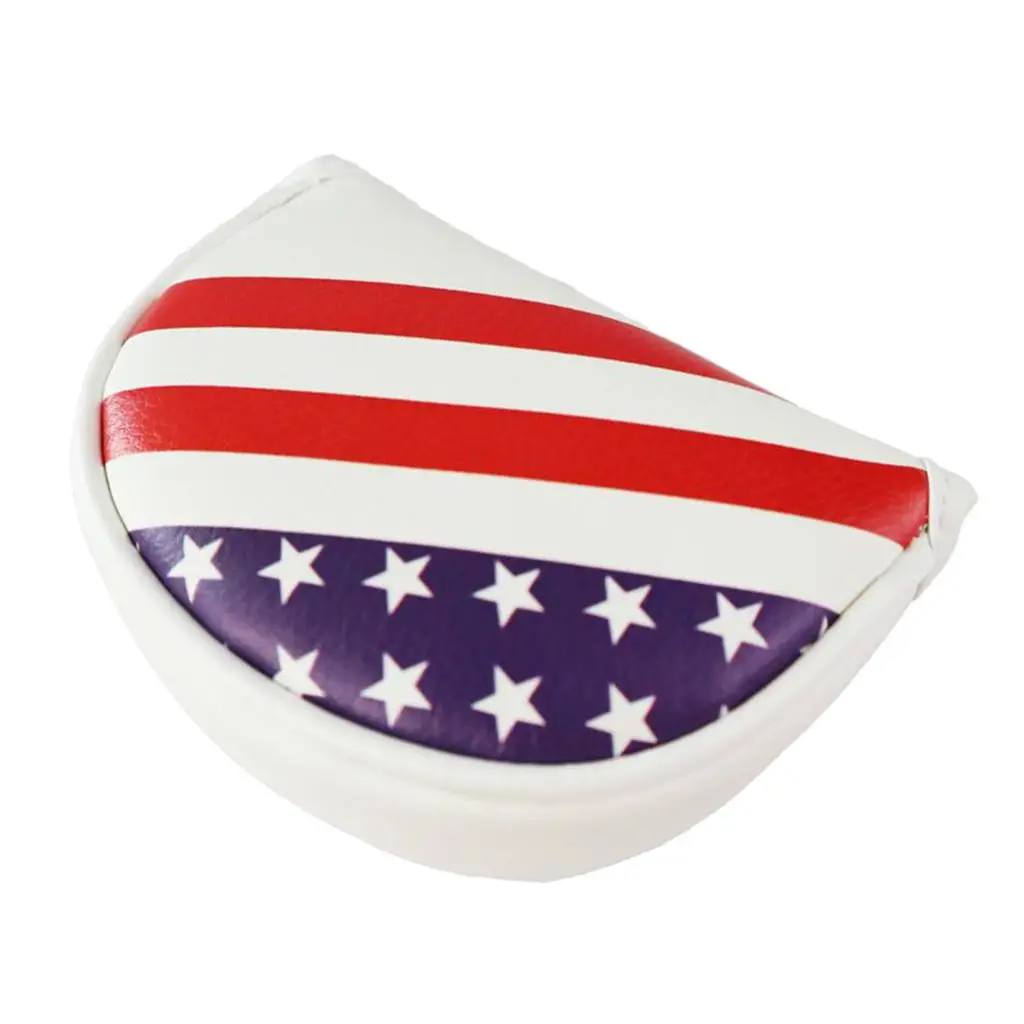 Golf Club Mallet Head Cover Waterproof PU Leather Rabbit Print Sleeve Guard for Golfer USA Flag Accessories