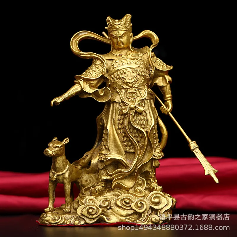 

Pure Copper Figurine Brass Erlangshen Fuguo Yang Jian Character Decoration Office Living Room Shop Desktop Ornament