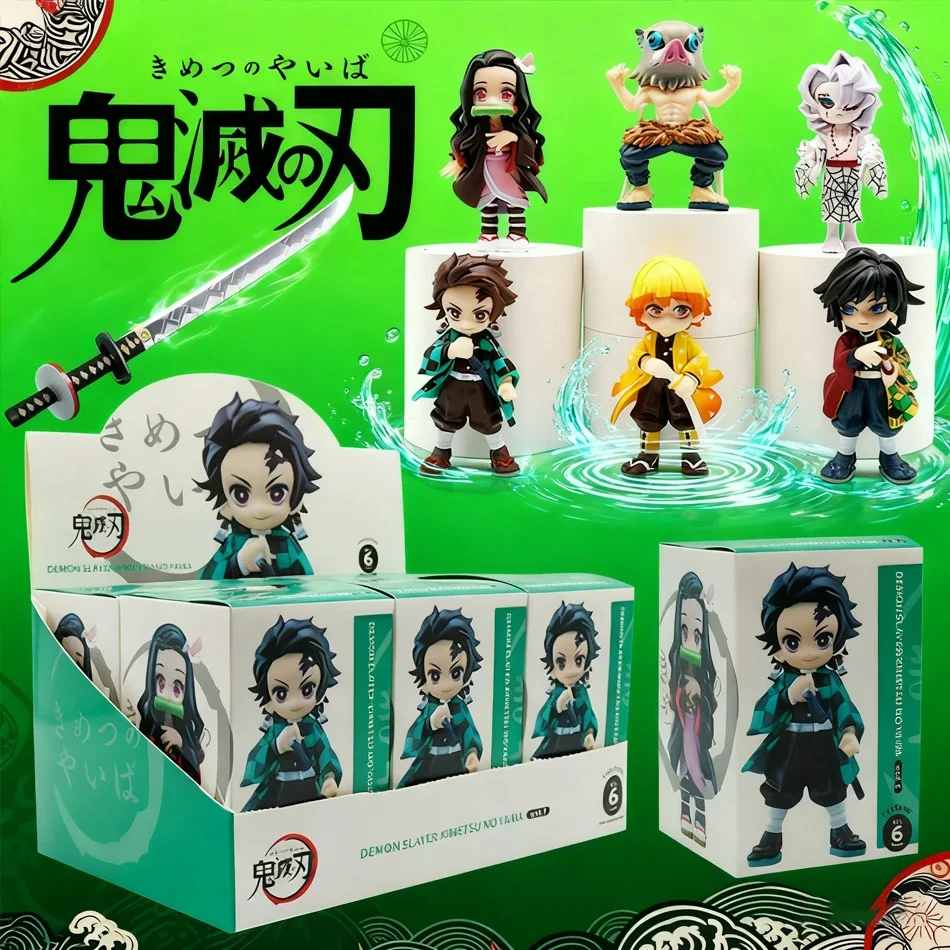 Figura de dibujos animados de Demon Slayer, serie de cajas ciegas, Tanjiro Kamado y Nezuko, estatua creativa personalizada, modelo ornamental Surpris