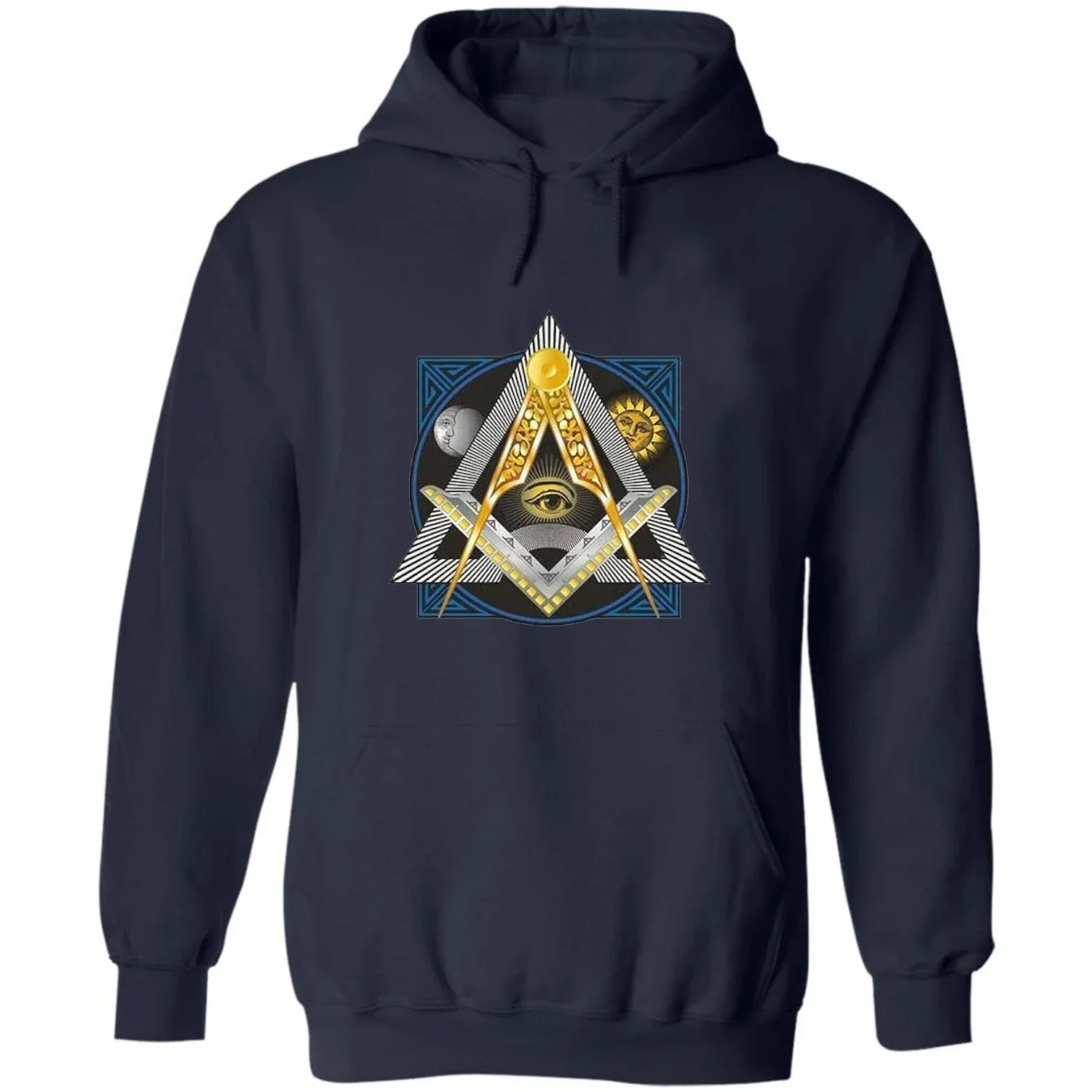 Freemason Compasses & Square All-seeing Eye Illuminati Masonic Pullover Hoodie 100% Cotton Comfortable Casual Mens Sweatshirts
