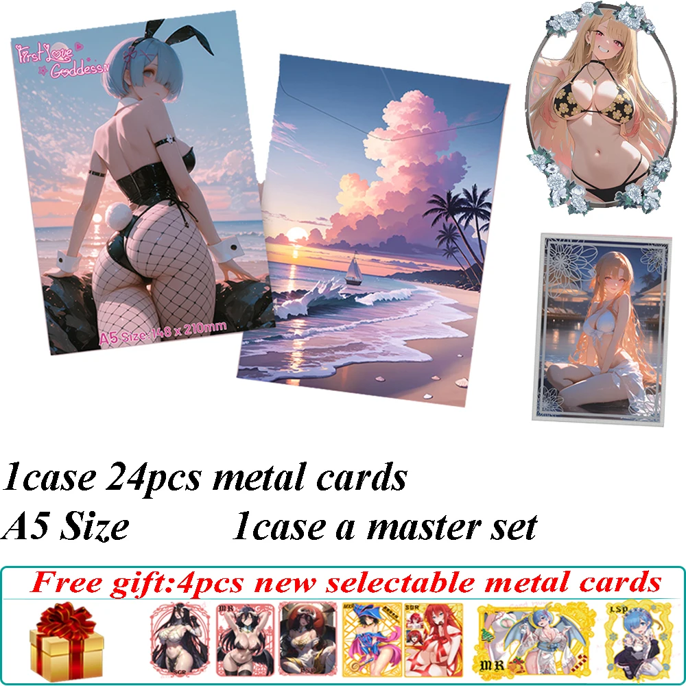 

Новая металлическая карта First Love Goddess Wave 4 A5, коллекционные карты Waifu, купальник для девочек в стиле аниме, бикини, редкие карты SP LSP, игрушка Doujin