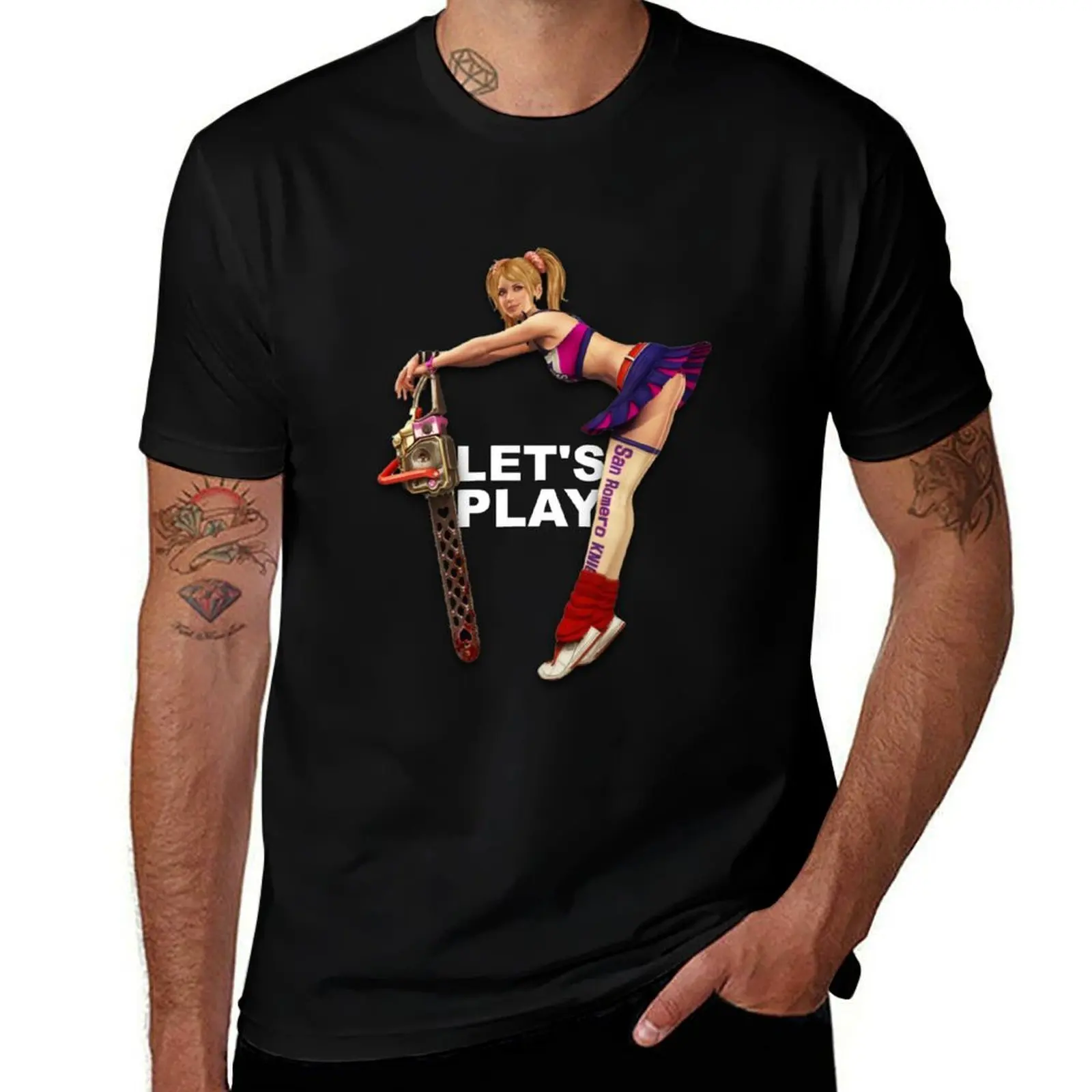 

Lollipop Chainsaw Let’s Play (Dark) T-Shirt Gym Exercise Short Sleeve T-Shirt