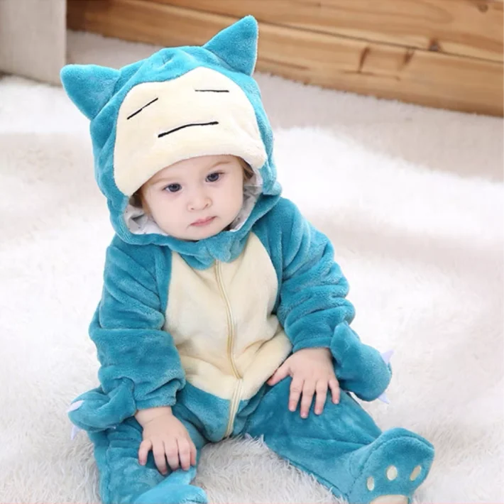 Snorlax Pokemon Pikachu Baby Jumpsuit Cute Pajamas Clothing Newborn Baby Jumpsuit Babies Cute Cosplay Hooded Children\'S Wear