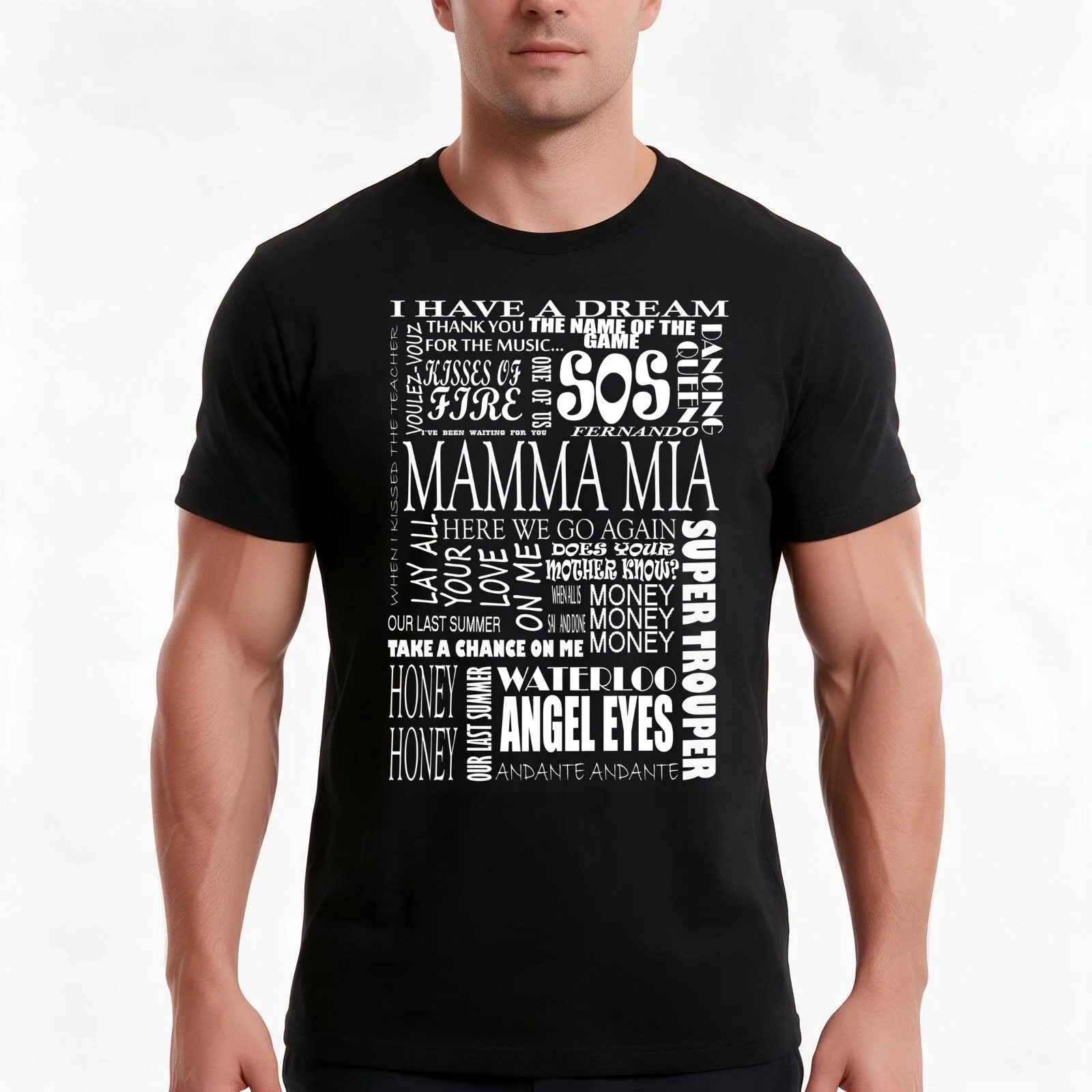 Mamma Mia words songs T-Shirt Summer Casual Cotton Tee Oversized Streetwear Tops Vintage Graphic Print Unisex Men Women