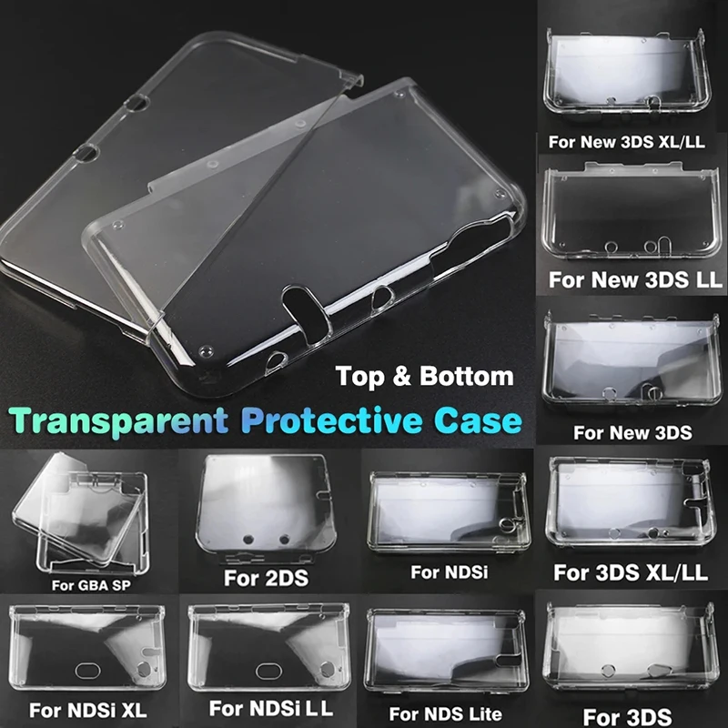 Crystal Protective Case Cover Hard Shell Skin Case for New 3DS XL LL For NDS Lite NDSL NDSi XL LL GBA SP PSP 2000 3000 PSV 1000