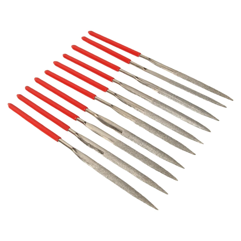10 pçs conjunto de arquivo de agulha de diamante 3x140mm mini kit de arquivo de agulha para pedra vidro metal escultura artesanato ferramentas manuais conjunto de arquivo de agulha