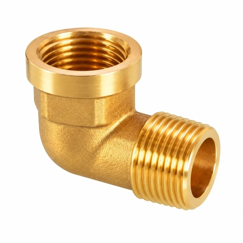 Standard 1/2in NPT 90 Degree Elbow 1/4in NPT Male To Female Brass Pipe Fittings NPT Adapters Gas Pipe Connections