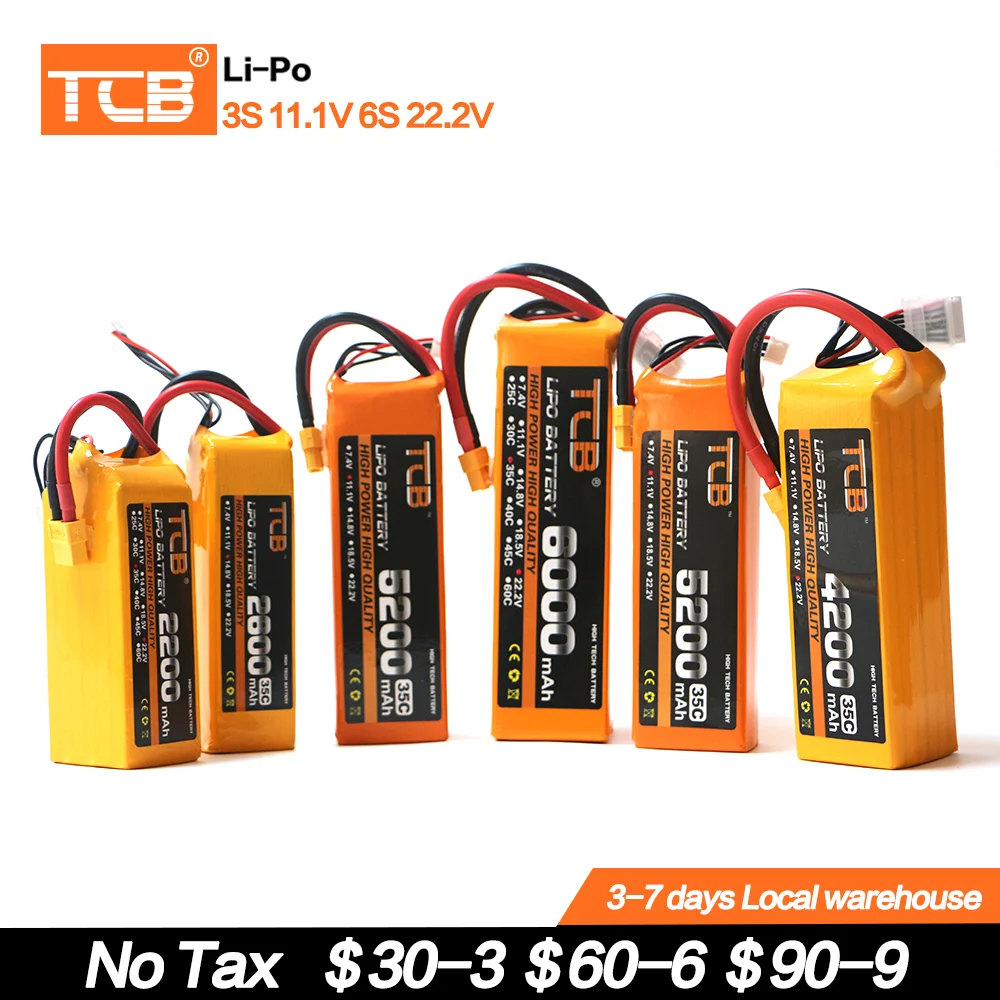 

Аккумулятор TCB Lipo 3S 6S 11,1 v 22,2 v 1500mAh 2200mAh 2600mAh 3000mAh 3500mAh 420mAh 42000mAh 5200mAh