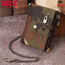 Oxford Men's Wallet RFID Blocking Credit Cards Holder with ID Window Luxury Male Double Zipper Coin Purse Money Bag