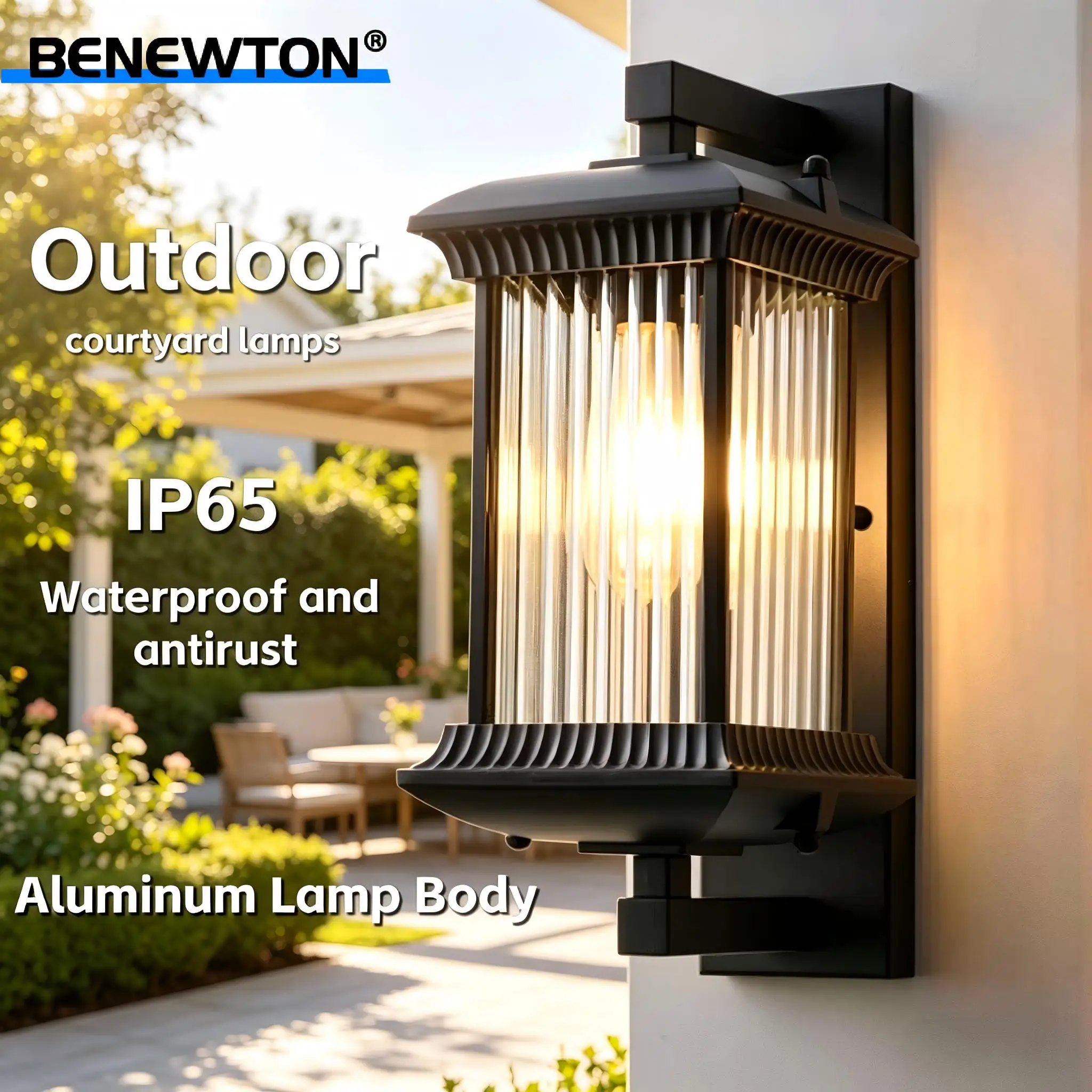 Lámpara de Pared LED Retro para Exteriores, IP65 Impermeable, Cuerpo de Aluminio, Luz LED para Patio, Aplique Exterior Negro para Porche, Jardín, Balcón