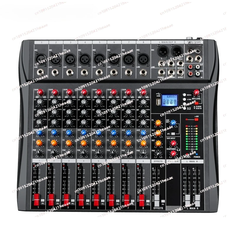 Suitable forwith Bluetooth USB PC Recording Input 48V POWER, Professional Audio Mixer  DX8 8Channel Sound Board Console