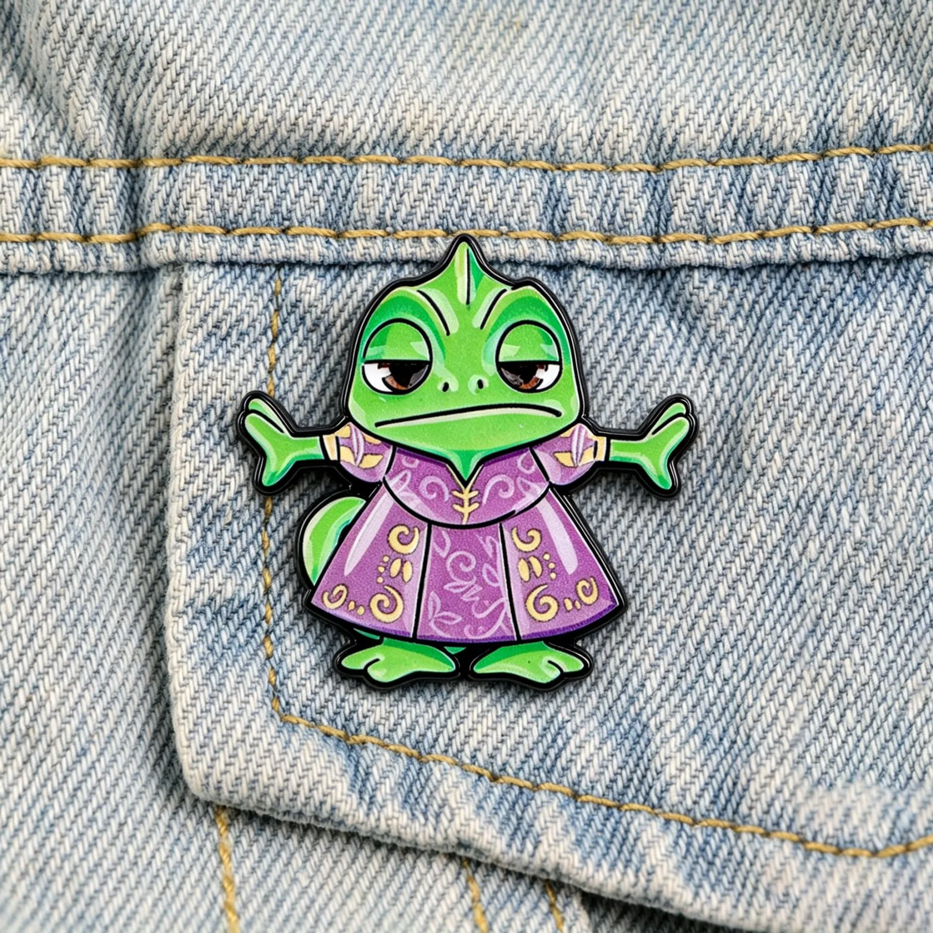 Broche de Lapela de Esmalte Kawaii com Lagarto de Desenho Animado Fofo, Emblema de Animal Moderno para Jaquetas, Presentes Únicos para Amigos
