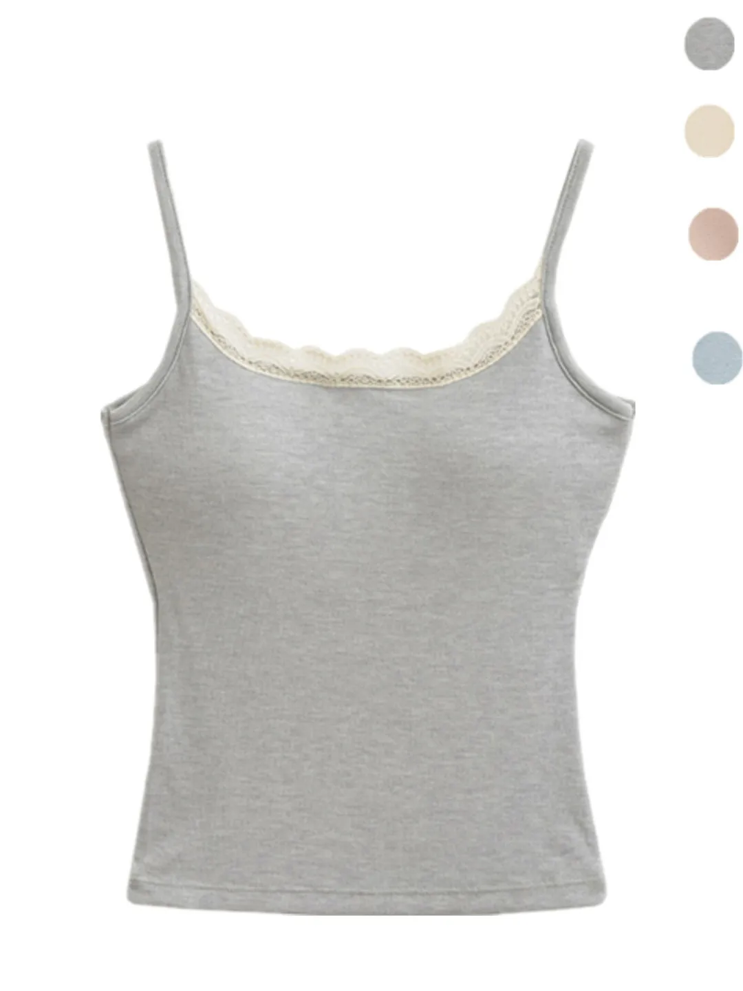 

Street Sle Lace Patchwork ey Strap Vest Women's Tight Fit Summer Outerwear Base irt ort Length with Chest Pad