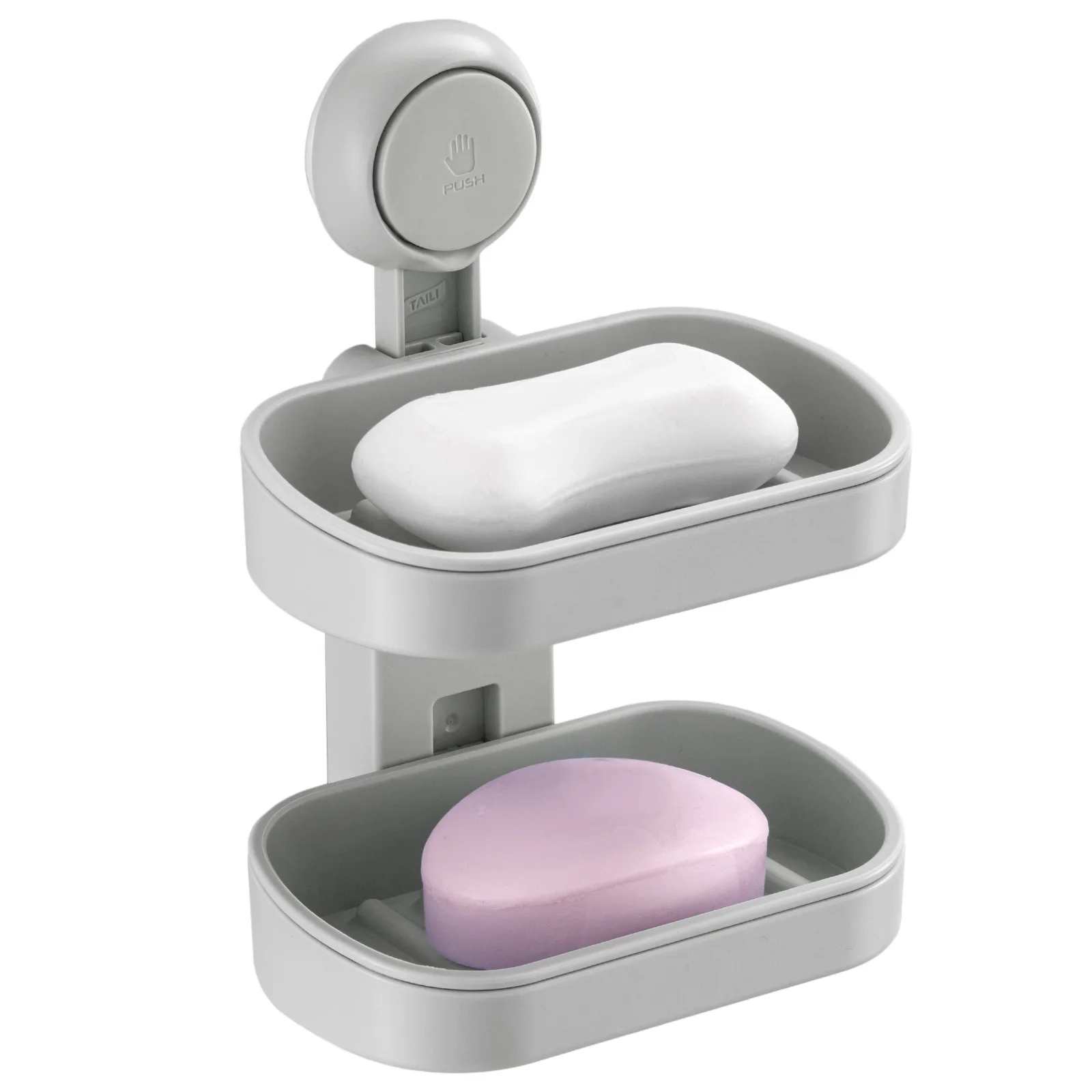 

TAILI Double Layer Soap Dish Holder Suction Cup, Strong Sponge Holder for Shower, No Tools Soap Saver for Bathroom, Tub, Kitchen