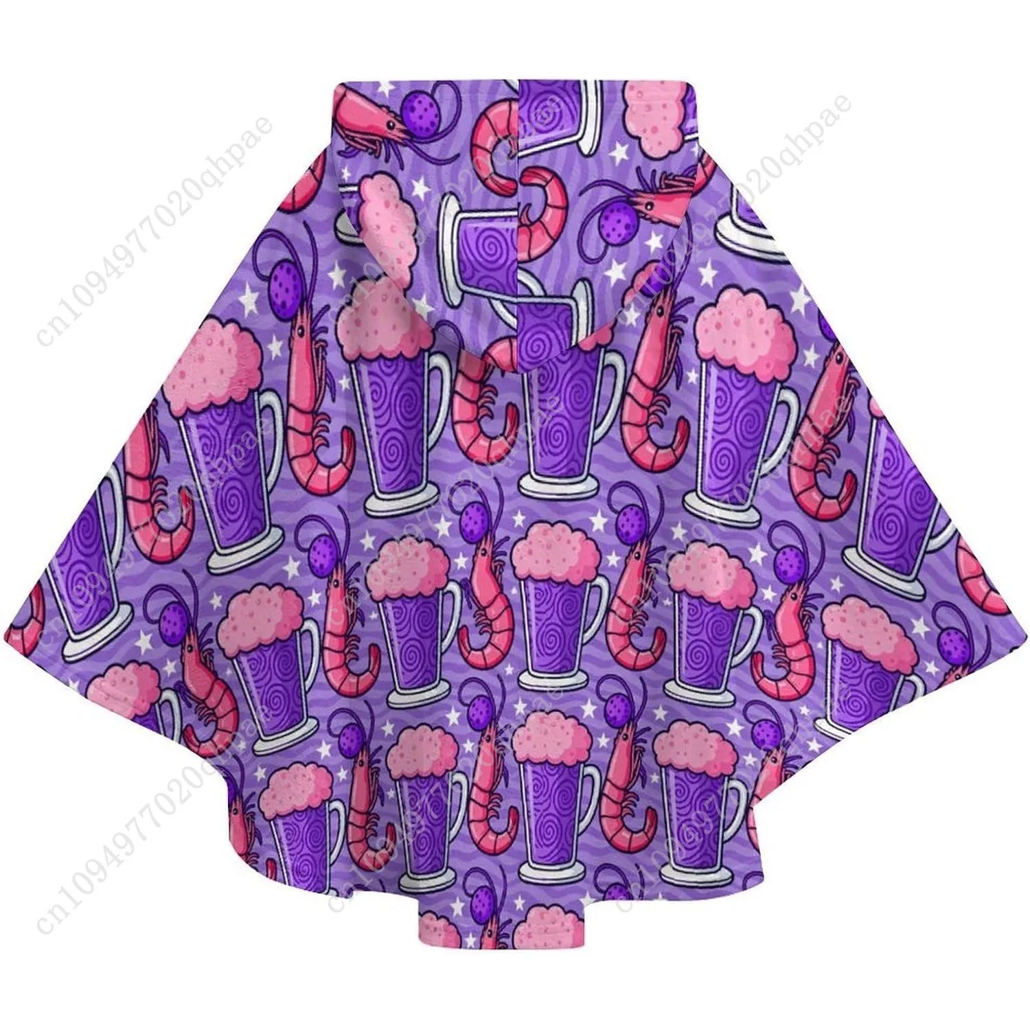 Comodo maglione coperta in flanella, felpa con cappuccio oversize con motivo tazza di birra per gamberetti con tasche per bambini e adolescenti